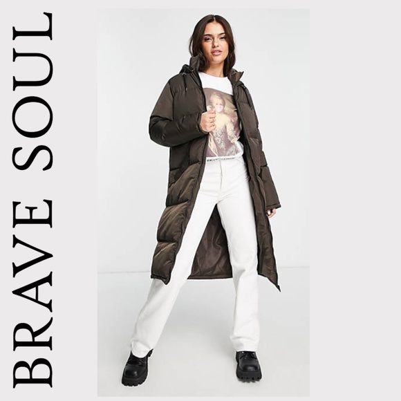Brave Soul Cello Maxi Longline Puffer Coat - Picture 1 of 16